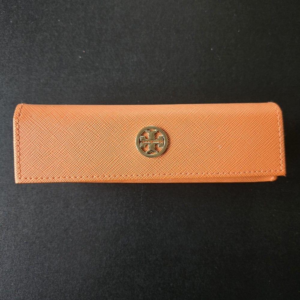 Tory Burch Leather Eyeglasses Soft Case 6.5" x 2" With Gold Tone Logo